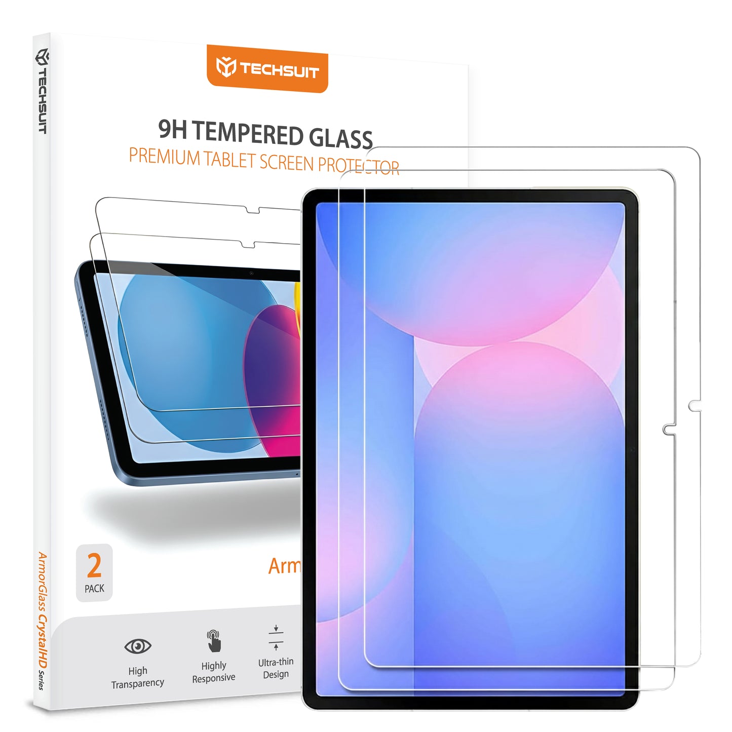 Προστατευτική Μεμβράνη Οθόνης Techsuit ArmorGlass CrystalHD για Samsung Galaxy Tab S10 FE+, Ενισχυμένο Γυαλί, Full Glue, Σετ 2 τεμαχίων