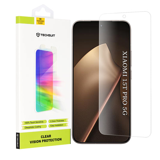 Προστατευτική Μεμβράνη Οθόνης Techsuit Clear Vision για Xiaomi 15T Pro, Ενισχυμένο Γυαλί, Πλήρης Κόλληση, Διαφανής