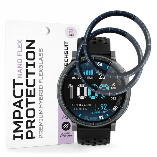 Προστατευτική Μεμβράνη Οθόνης Techsuit Nano Flex για Amazfit Active Max, Πλαστική, Σετ 2 τεμαχίων, Μαύρη