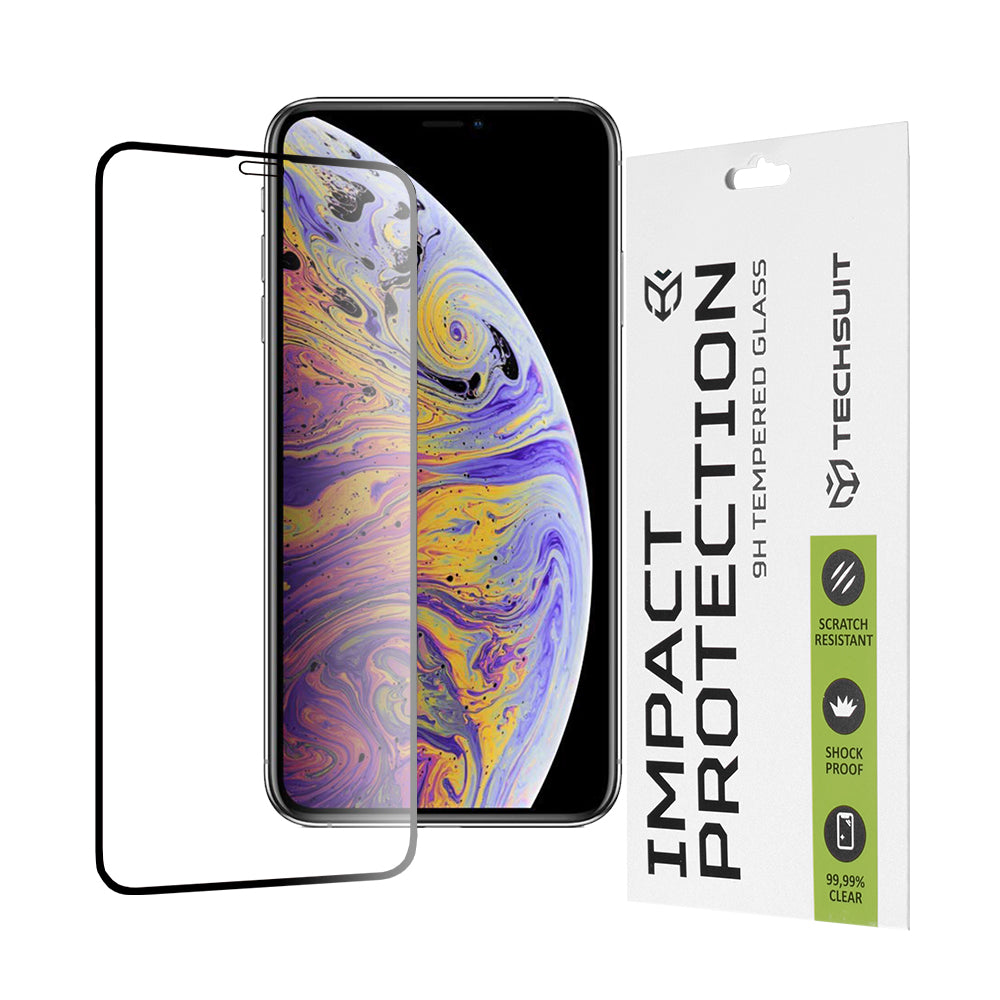Προστατευτική μεμβράνη οθόνης Techsuit για Apple iPhone 11 Pro Max / XS Max, Ασφαλισμένο γυαλί, Full Glue, 111D, Μαύρο