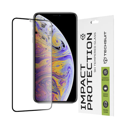 Προστατευτική μεμβράνη οθόνης Techsuit για Apple iPhone 11 Pro Max / XS Max, Ασφαλισμένο γυαλί, Full Glue, 111D, Μαύρο