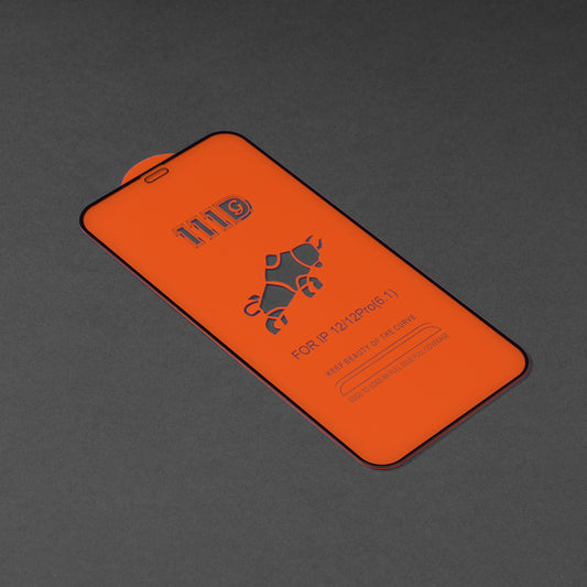 Προστατευτική μεμβράνη οθόνης Techsuit για Apple iPhone 12 / 12 Pro, Ασφαλισμένο γυαλί, Full Glue, 111D, Μαύρο