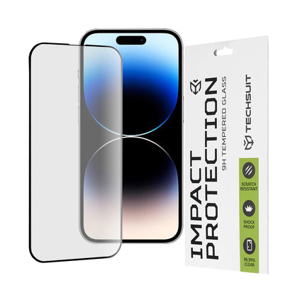 Προστατευτική μεμβράνη οθόνης Techsuit για Apple iPhone 14 Pro, Ασφαλισμένο γυαλί, Full Glue, 111D, Μαύρο