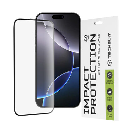 Προστατευτική μεμβράνη οθόνης Techsuit για Apple iPhone 16 Pro Max, Ασφαλισμένο γυαλί, Full Glue, 111D, Μαύρο