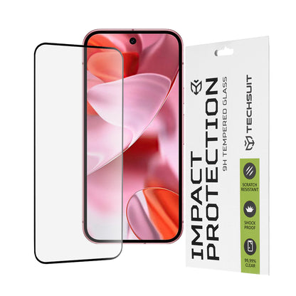 Προστατευτική μεμβράνη οθόνης Techsuit για Google Pixel 9 / 9 Pro, Ασφαλισμένο γυαλί, Full Glue, 111D, Μαύρο