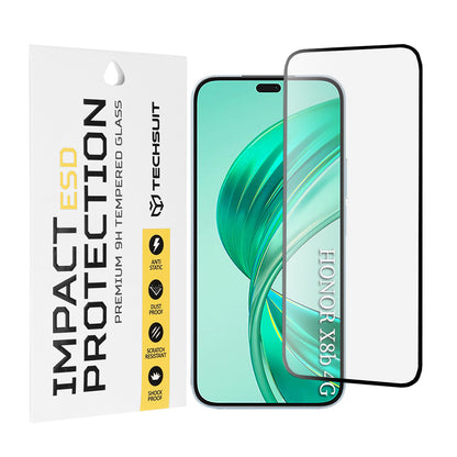 Προστατευτική μεμβράνη οθόνης Techsuit για Honor 400 Lite / X8c / X8b, Ασφαλισμένο γυαλί, Πλήρης κόλλα, Μαύρο