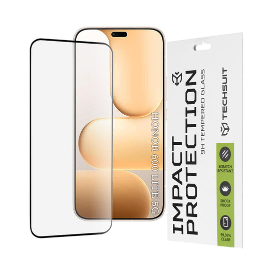 Προστατευτική Μεμβράνη Οθόνης Techsuit για Honor 600 Lite, Ενισχυμένο Γυαλί, Full Glue, 111D, Μαύρη