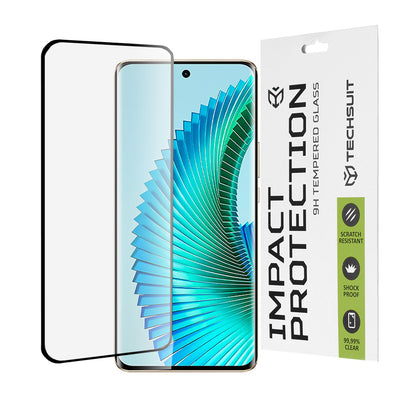 Προστατευτική μεμβράνη οθόνης Techsuit για Honor Magic6 Lite, ασφαλισμένο γυαλί, πλήρης κόλλα, 111D, μαύρο
