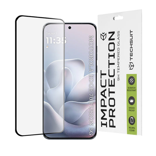 Προστατευτική Μεμβράνη Οθόνης Techsuit για Motorola Edge 70 Fusion, Ενισχυμένο Γυαλί, Full Glue, 111D, Μαύρη