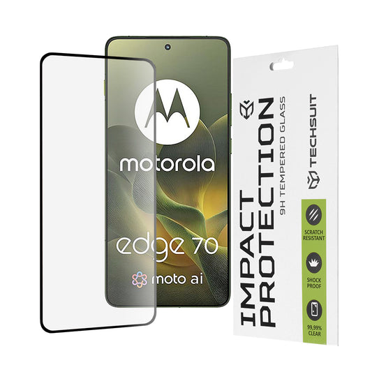 Προστατευτική Μεμβράνη Οθόνης Techsuit για Motorola Edge 70, Ενισχυμένο Γυαλί, Full Glue, 111D, Μαύρη