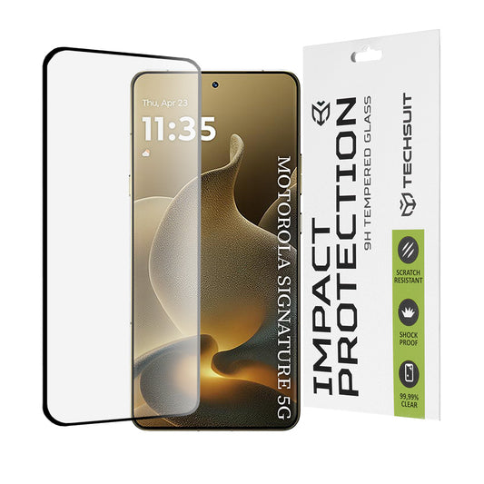 Προστατευτική Μεμβράνη Οθόνης Techsuit για Motorola Edge 70 Ultra / Signature, Ενισχυμένο Γυαλί, 111D, Full Glue, Μαύρη