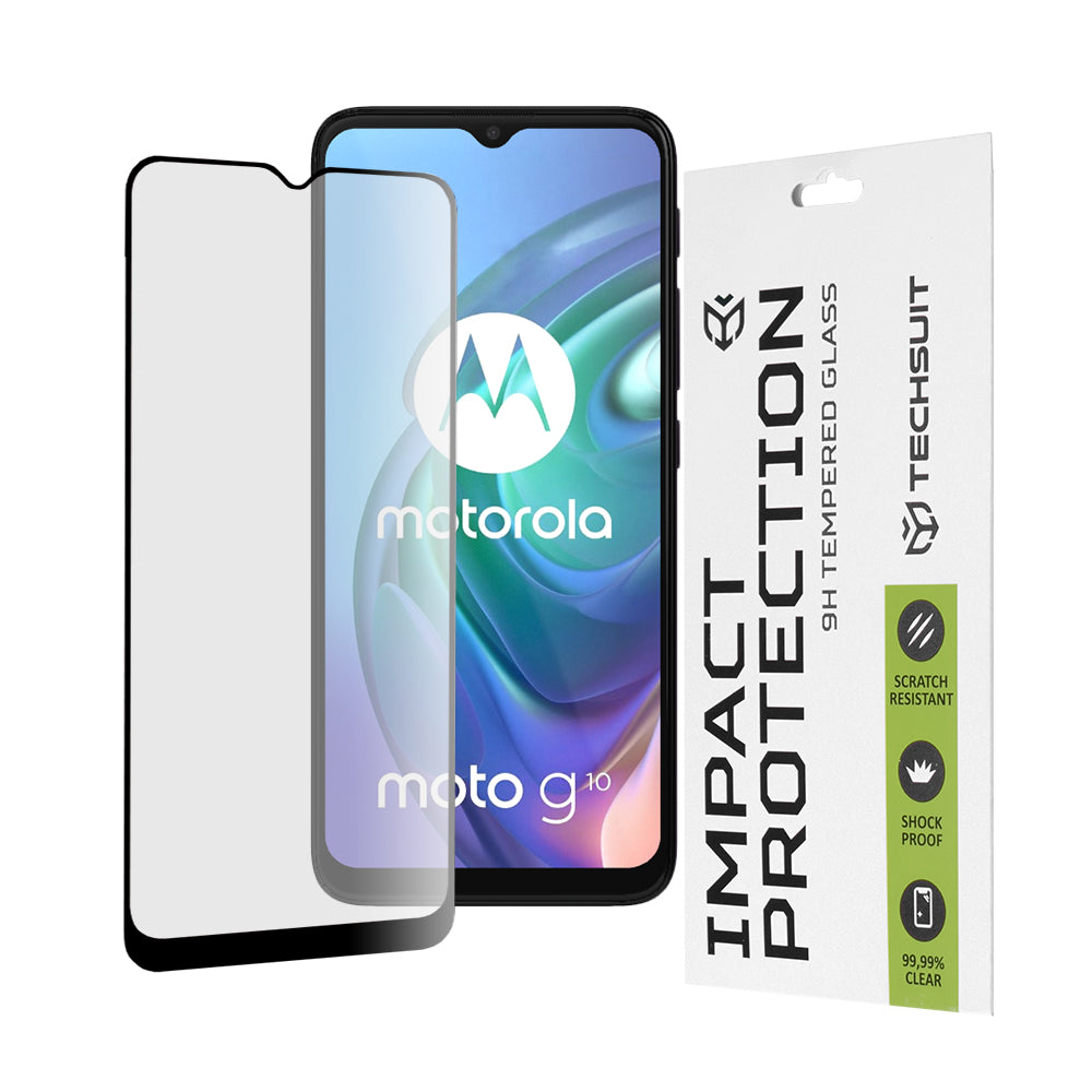Προστατευτική μεμβράνη οθόνης Techsuit για Motorola Moto G30 / G20 / G10 / E7 Plus / G9 Play, Ασφαλισμένο γυαλί, Full Glue, 111D, Μαύρο