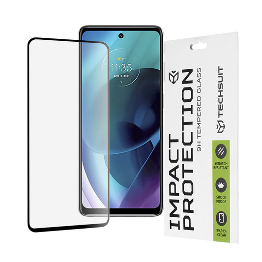Προστατευτική μεμβράνη οθόνης Techsuit για Motorola Moto G51 5G, Ασφαλισμένο γυαλί, Full Glue, 111D, Μαύρο