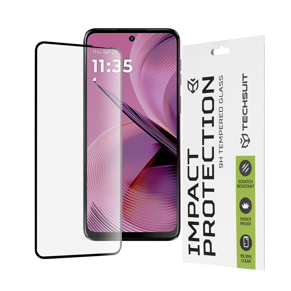 Προστατευτική μεμβράνη οθόνης Techsuit για Motorola Moto G55, Ασφαλισμένο γυαλί, Full Glue, 111D, Μαύρο