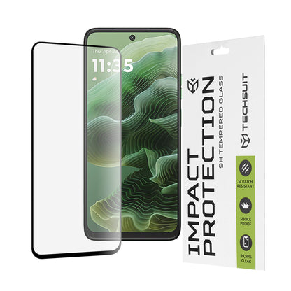 Προστατευτική μεμβράνη οθόνης Techsuit για Motorola Moto G56 / G35, Ασφαλισμένο γυαλί, Full Glue, 111D, Μαύρο