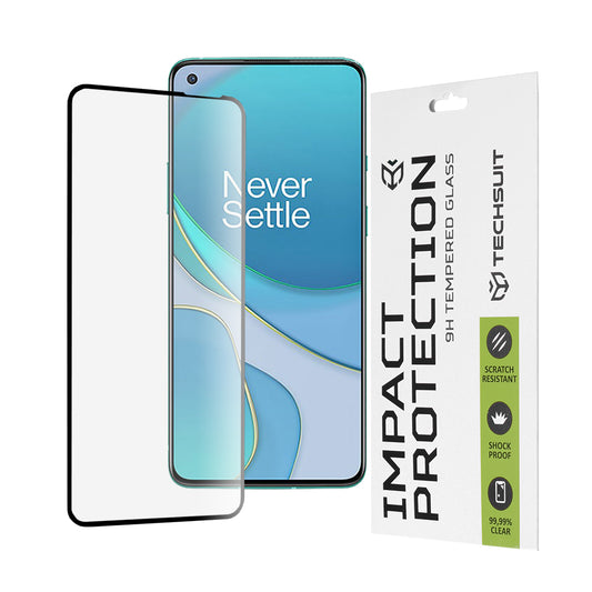 Προστατευτική μεμβράνη οθόνης Techsuit για OnePlus 8T, ασφαλισμένο γυαλί, πλήρης κόλλα, 111D, μαύρο
