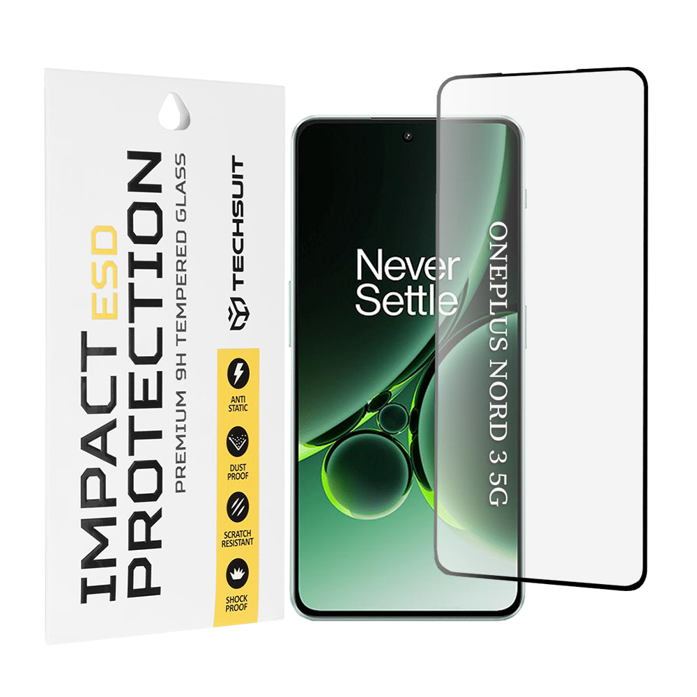 Techsuit Screen Protector Film for OnePlus Nord 3, Tempered Glass, Full Glue, Black