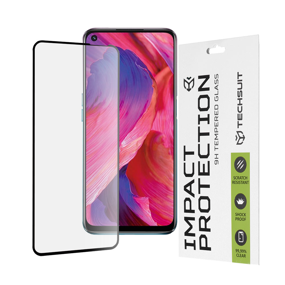 Προστατευτική μεμβράνη οθόνης Techsuit για OnePlus Nord N200 5G / Oppo A74 5G / A54 5G, Ασφαλισμένο γυαλί, Full Glue, 111D, Μαύρο