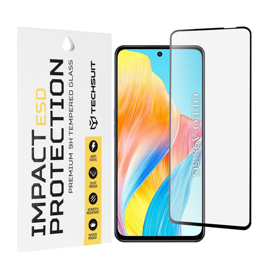Techsuit Screen Protector Film for OnePlus Nord N30 SE / Oppo A79 / A98 / A58 4G, Tempered Glass, Full Glue, Black