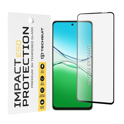 Προστατευτική μεμβράνη οθόνης Techsuit για Oppo A5 Pro 4G / A5 Pro, Ασφαλισμένο γυαλί, Πλήρης κόλλα, Μαύρο