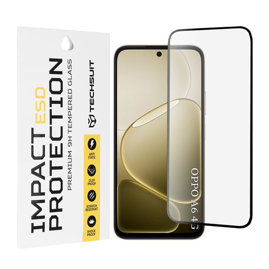 Προστατευτική Μεμβράνη Οθόνης Techsuit για Oppo A6x 4G / A6x / A6 4G, Ενισχυμένο Γυαλί, Πλήρης Κόλληση, Μαύρη