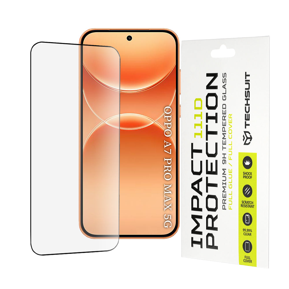 Techsuit Screen Protector for Oppo A7 Pro Max, Tempered Glass, Full Glue, 111D, Black