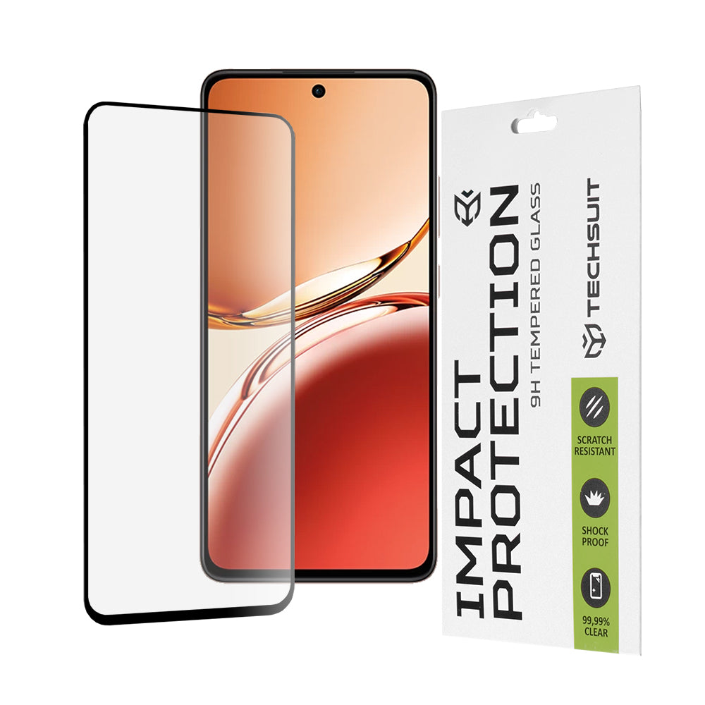 Προστατευτική μεμβράνη οθόνης Techsuit για Oppo Reno12 FS 5G / Reno12 FS 4G / Reno12 F 4G / Reno12 F, Ασφαλισμένο γυαλί, Full Glue, 111D, Μαύρο