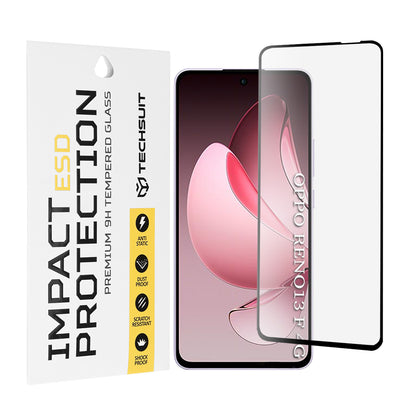 Προστατευτική μεμβράνη οθόνης Techsuit για Oppo Reno13 FS 5G / Reno13 F 4G / Reno13 F, Ασφαλισμένο γυαλί, Πλήρης κόλλα, Μαύρο