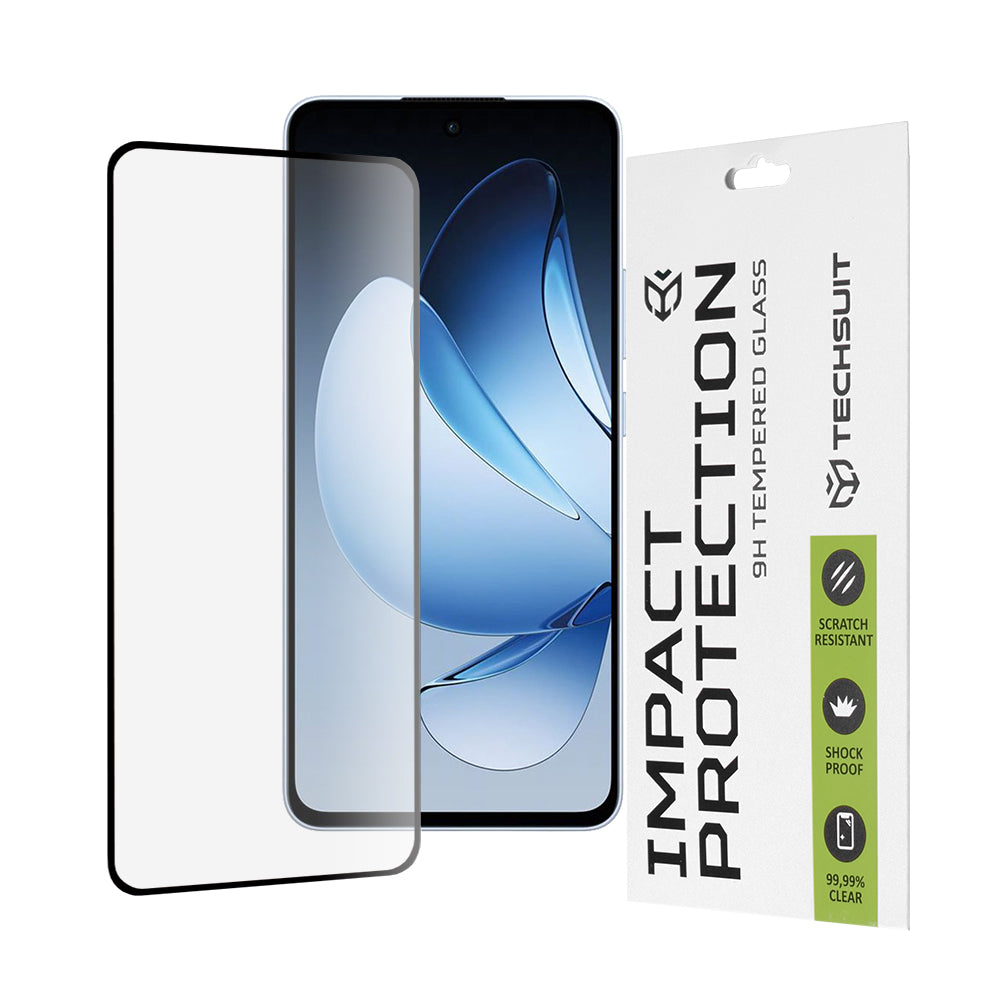 Προστατευτική μεμβράνη οθόνης Techsuit για Oppo Reno13, Ασφαλισμένο γυαλί, Full Glue, 111D, Μαύρο