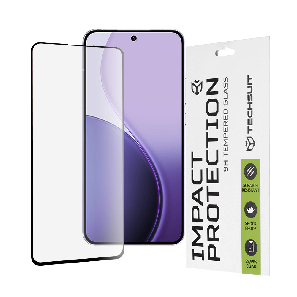 Προστατευτική μεμβράνη οθόνης Techsuit για Oppo Reno14 F, Ασφαλισμένο γυαλί, Full Glue, 111D, Μαύρο
