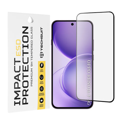Προστατευτική μεμβράνη οθόνης Techsuit για Oppo Reno16 F / Reno16 FS, ασφαλισμένο γυαλί, πλήρης κόλλα, μαύρο