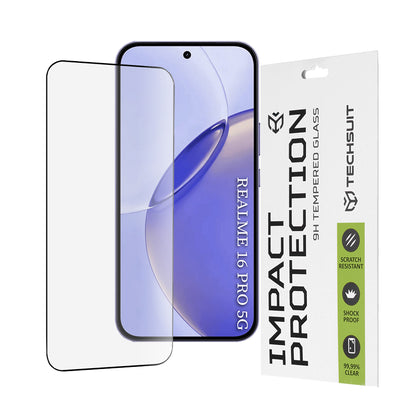Προστατευτική Μεμβράνη Οθόνης Techsuit για Realme 16 Pro, Ενισχυμένο Γυαλί, Full Glue, 111D, Μαύρη