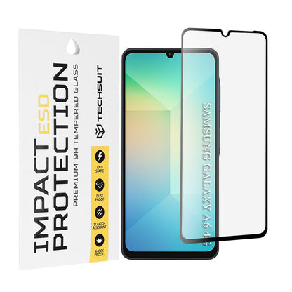 Techsuit Screen Protector Film for Samsung Galaxy A06 A065, Tempered Glass, Full Glue, Black