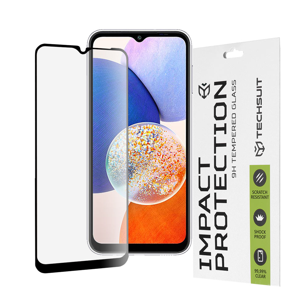 Προστατευτική μεμβράνη οθόνης Techsuit για Samsung Galaxy A14 A145 / A14 5G A146, Ασφαλισμένο γυαλί, Full Glue, 111D, Μαύρο