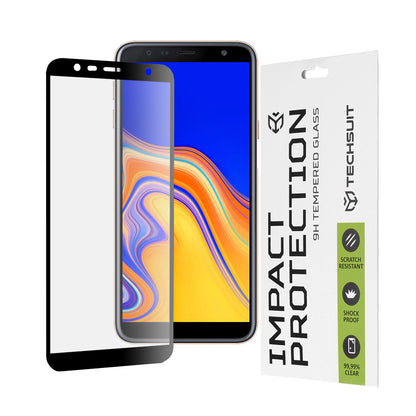 Προστατευτική μεμβράνη οθόνης Techsuit για Samsung Galaxy J6+ J610 / J4 Plus (2018) J415, Ασφαλισμένο γυαλί, Full Glue, 111D, Μαύρο