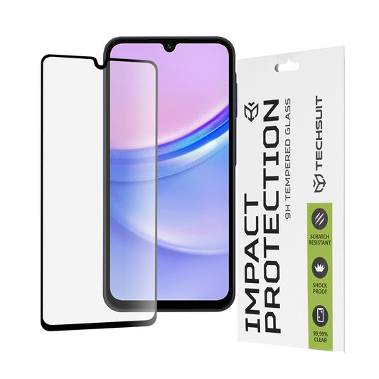 Προστατευτική μεμβράνη οθόνης Techsuit για Samsung Galaxy M15 / A15 5G A156 / A15 A155 / A25 A256, Ασφαλισμένο γυαλί, Full Glue, 111D, Μαύρο