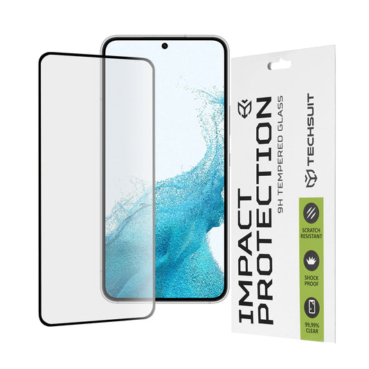 Προστατευτική μεμβράνη οθόνης Techsuit για Samsung Galaxy S23 S911 / S22 5G S901, Ασφαλισμένο γυαλί, Full Glue, 111D, Μαύρο