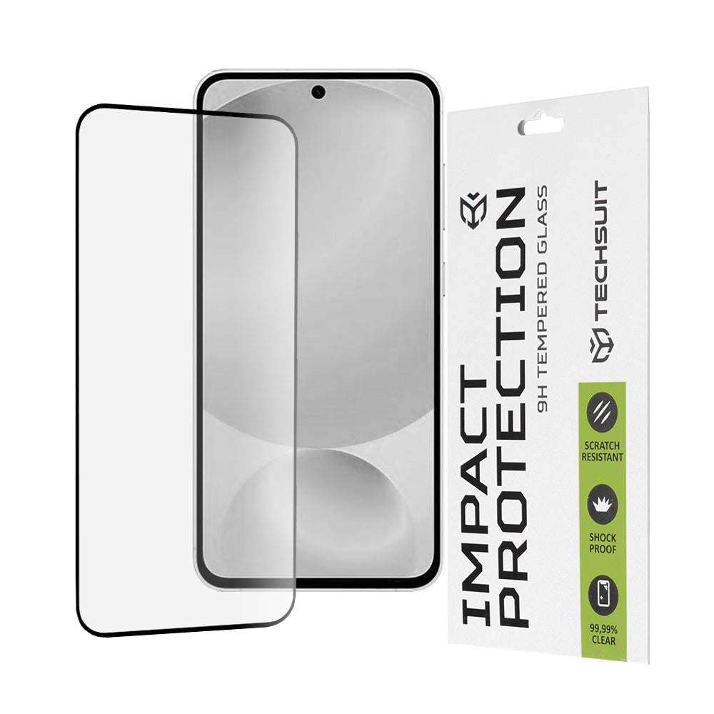 Προστατευτική μεμβράνη οθόνης Techsuit για Samsung Galaxy S25 FE, Ασφαλισμένο γυαλί, Full Glue, 111D, Μαύρο