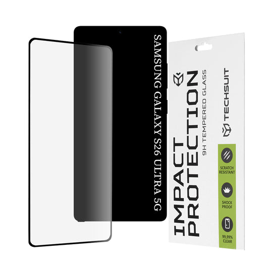 Techsuit Screen Protector for Samsung Galaxy S26 Ultra, Tempered Glass, Full Glue, 111D, Black