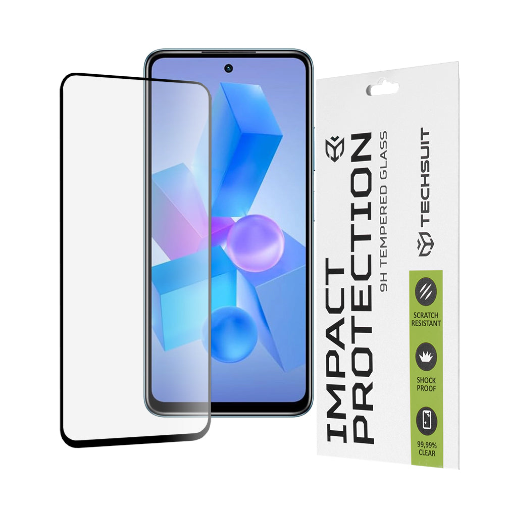 Προστατευτική μεμβράνη οθόνης Techsuit για Tecno Spark 20 Pro / Pova 5 Pro / Hot 40 / Hot 40 Pro, Ασφαλισμένο γυαλί, Full Glue, 111D, Μαύρο