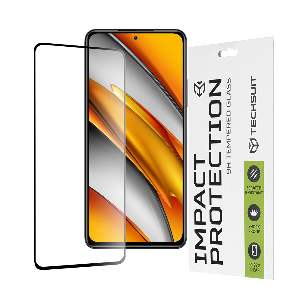 Techsuit Screen Protector Film for Xiaomi Poco F3 / Mi 11i, Tempered Glass, Full Glue, 111D, Black
