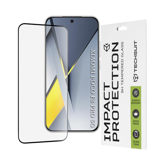Προστατευτική Μεμβράνη Οθόνης Techsuit για Xiaomi Poco F8 Pro, Ενισχυμένο Γυαλί, Full Glue, 111D, Μαύρη