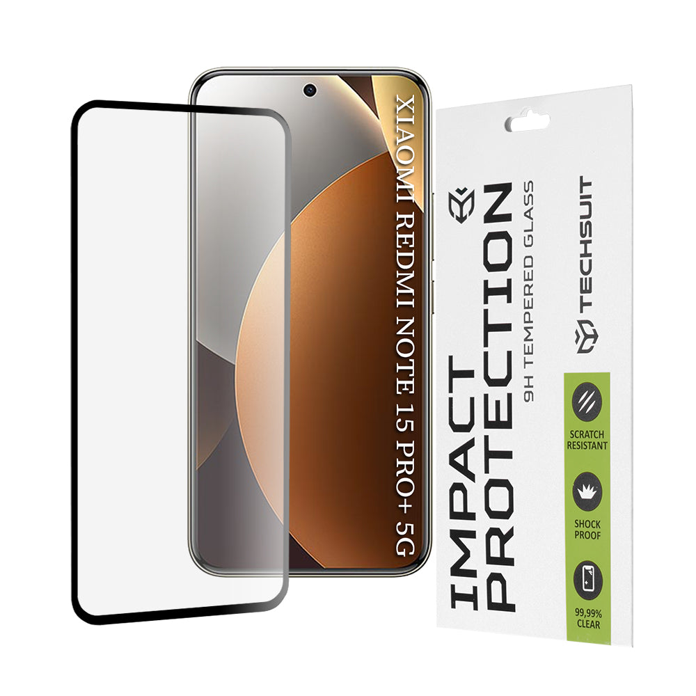 Προστατευτική Μεμβράνη Οθόνης Techsuit για Xiaomi Poco M8 Pro / Redmi Note 15 Pro+ 5G, Ενισχυμένο Γυαλί, Full Glue, 111D, Μαύρη