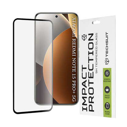 Προστατευτική Μεμβράνη Οθόνης Techsuit για Xiaomi Poco M8 Pro / Redmi Note 15 Pro+ 5G, Ενισχυμένο Γυαλί, Full Glue, 111D, Μαύρη