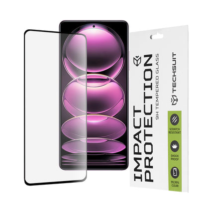 Προστατευτική μεμβράνη οθόνης Techsuit για Xiaomi Poco X5 Pro / Redmi Note 12 Pro 5G / Note 12 Pro+, Ασφαλισμένο γυαλί, Full Glue, 111D, Μαύρο