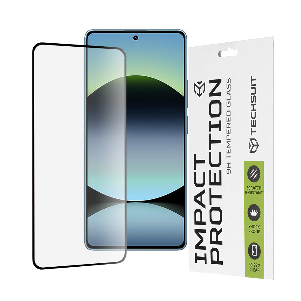 Προστατευτική μεμβράνη οθόνης Techsuit για Xiaomi Redmi Note 14S, Ασφαλισμένο γυαλί, Full Glue, 111D, Μαύρο