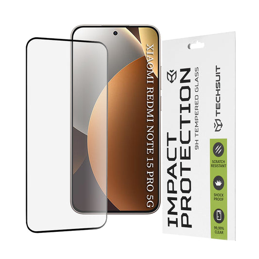 Προστατευτική Μεμβράνη Οθόνης Techsuit για Xiaomi Redmi Note 15 Pro 5G, Ενισχυμένο Γυαλί, Full Glue, 111D, Μαύρη