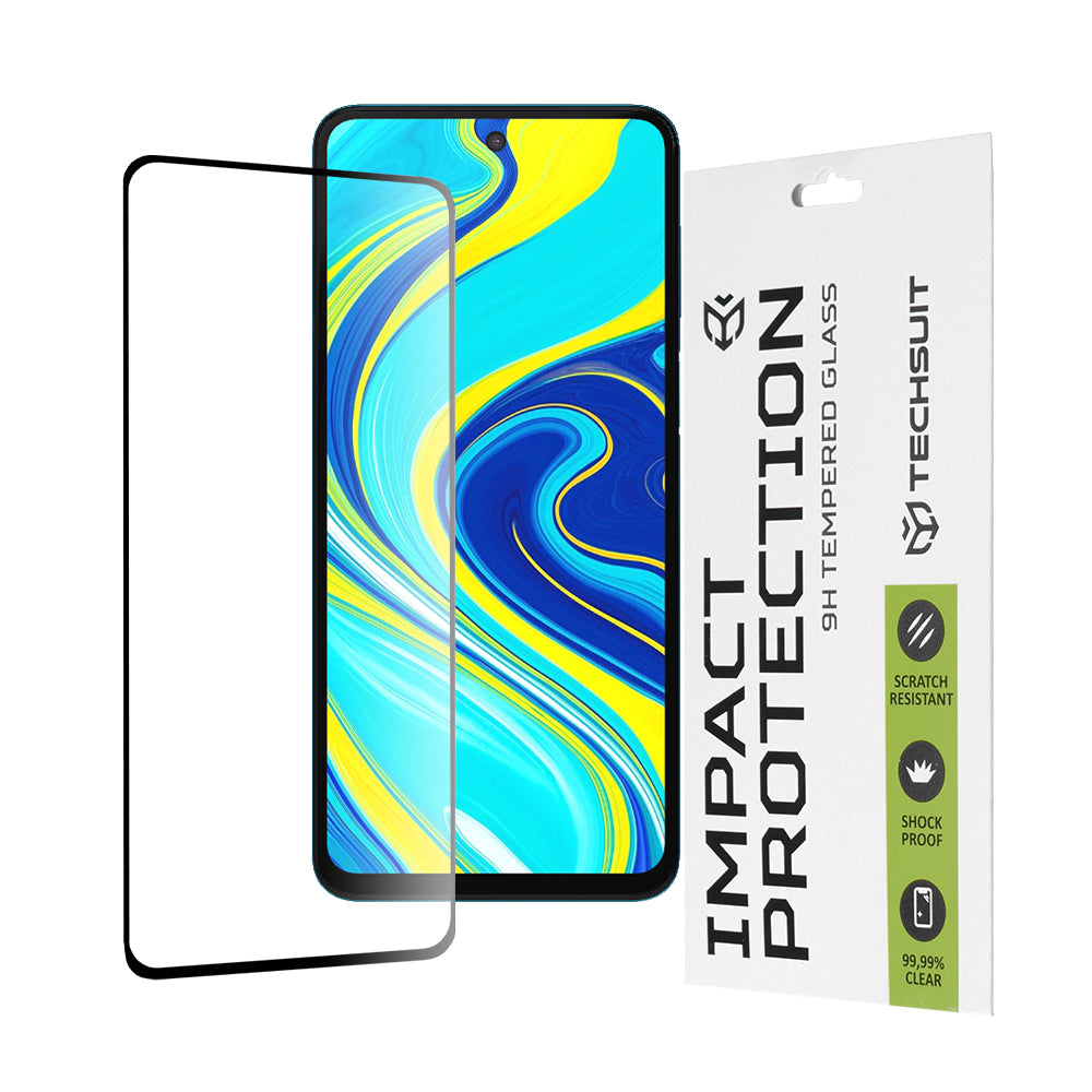 Προστατευτική μεμβράνη οθόνης Techsuit για Xiaomi Redmi Note 9S / Note 9 Pro / Note 9 Pro Max, Ασφαλισμένο γυαλί, Full Glue, 111D, Μαύρο