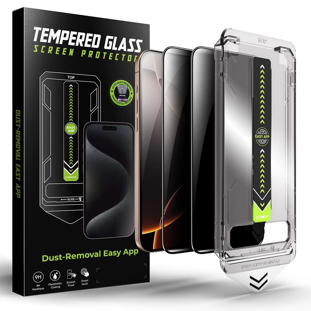 Προστατευτική μεμβράνη οθόνης Privacy Techsuit TitanGlass για Apple iPhone 16 Plus / 15 Plus, Ασφαλισμένο γυαλί, Πλήρης κόλλα, Σετ 2 τεμαχίων