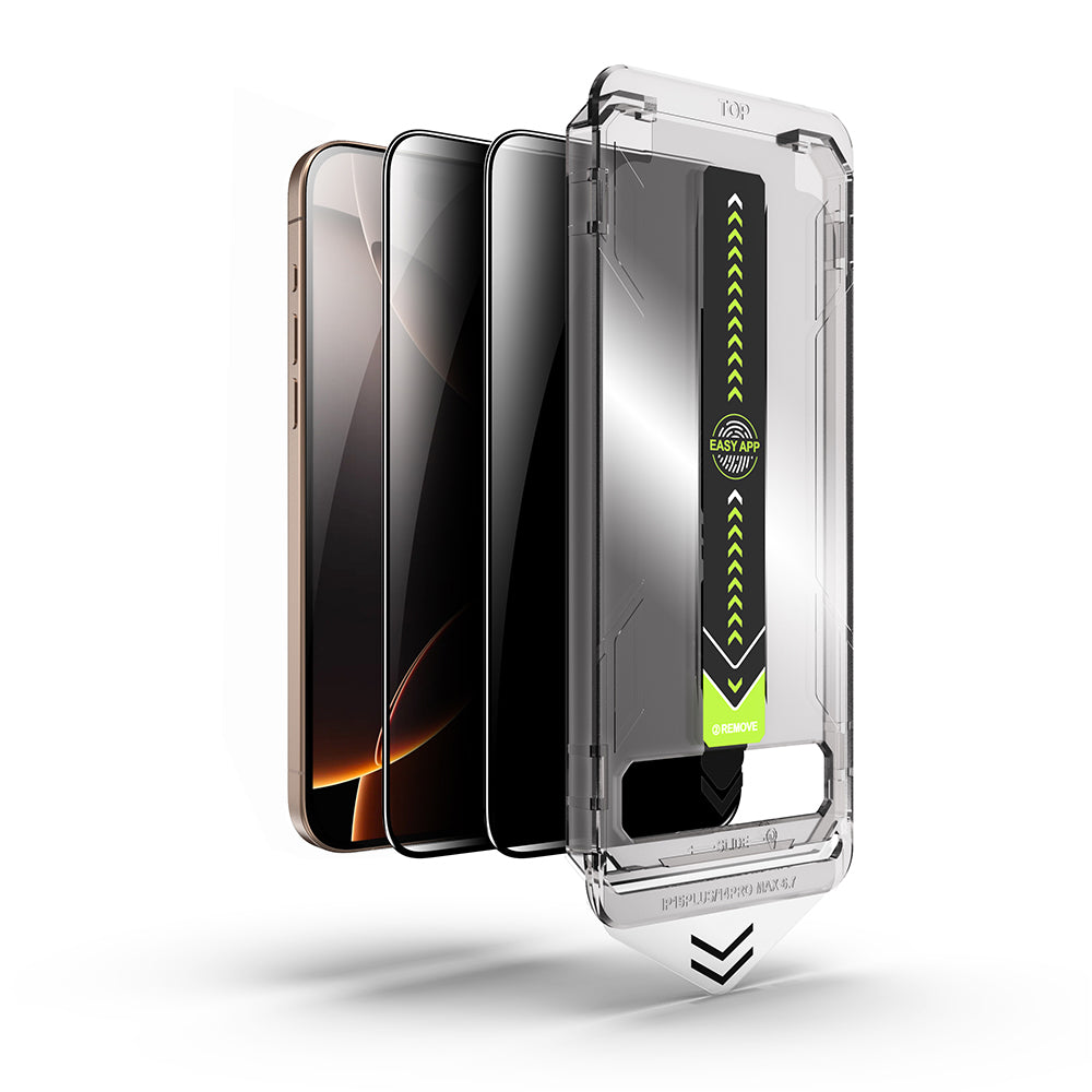 Προστατευτική μεμβράνη οθόνης Privacy Techsuit TitanGlass για Apple iPhone 16 Plus / 15 Plus, Ασφαλισμένο γυαλί, Πλήρης κόλλα, Σετ 2 τεμαχίων